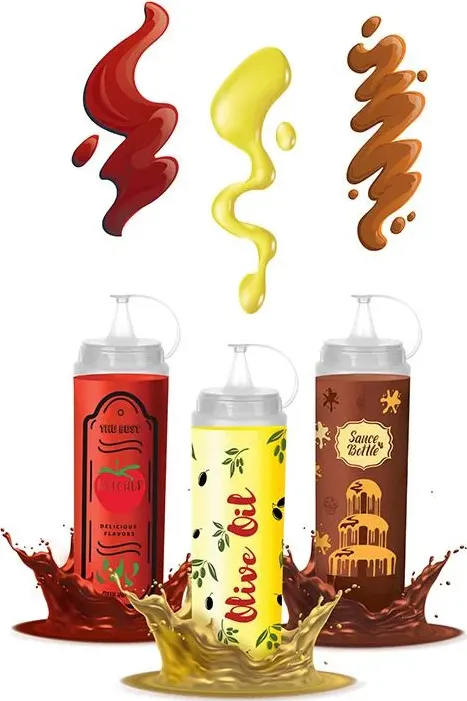 زجاجة زيت بلاستيك تيتيز مطبوعة ،700 مل، ألوان متعددة،AP-9471