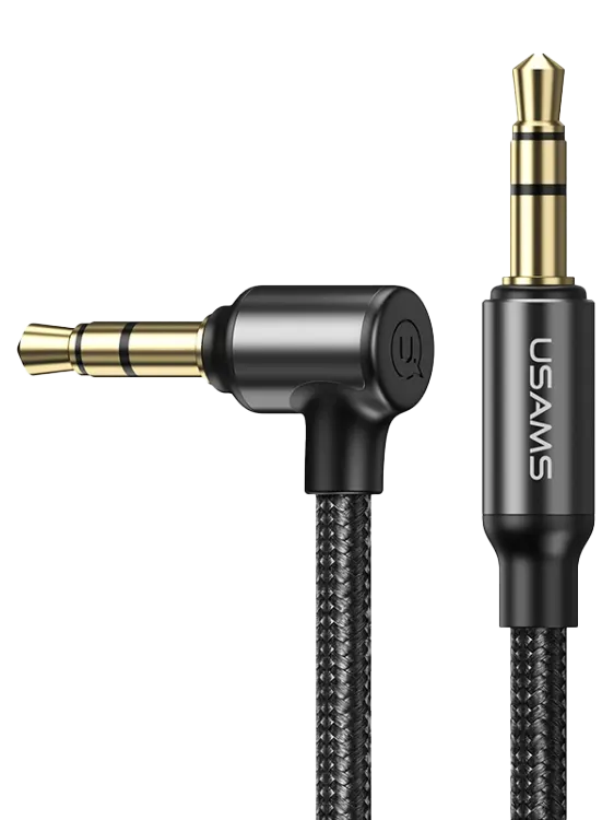 كابل صوت بزاوية قائمة يوسامز ، 3.5 مم إلى 3.5 مم ، اسود ، SJ557YP01