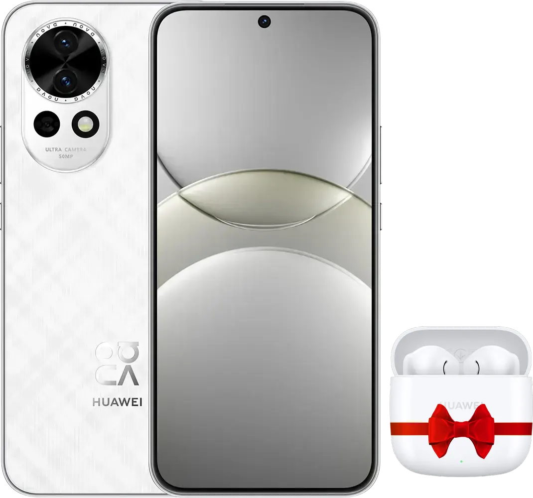 موبايل هواوي نوفا 13 ثنائي الشريحة، ذاكرة 256 جيجابايت، رامات 12 جيجابايت، شبكة الجيل الرابع إل تي إي، أبيض + سماعات هواوي فري بودز SE 2 هدية