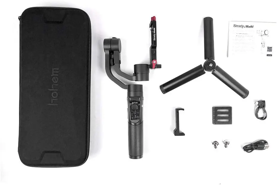 جيمبال حامل ومثبت كاميرا هوهيم اي ستيدي ، 3 محاور، يدعم تركيب الكاميرات الرقمية او كاميرا الأكشن او الهاتف، أسود