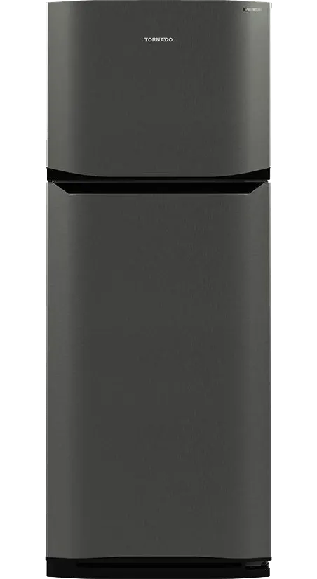 Tornado No Frost Refrigerator, 395 Liters, 2 Doors, Inverter, Dark Stainless, RF-51FTV-DST
