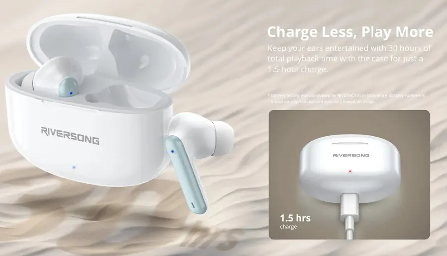 سماعات أذن ايربودز ريفيرسونج ايرفلاي ، بلوتوث 5.3 ، خاصية ENC ،  مقاومة الماء IPX5 ، أبيض ، L8-EA226