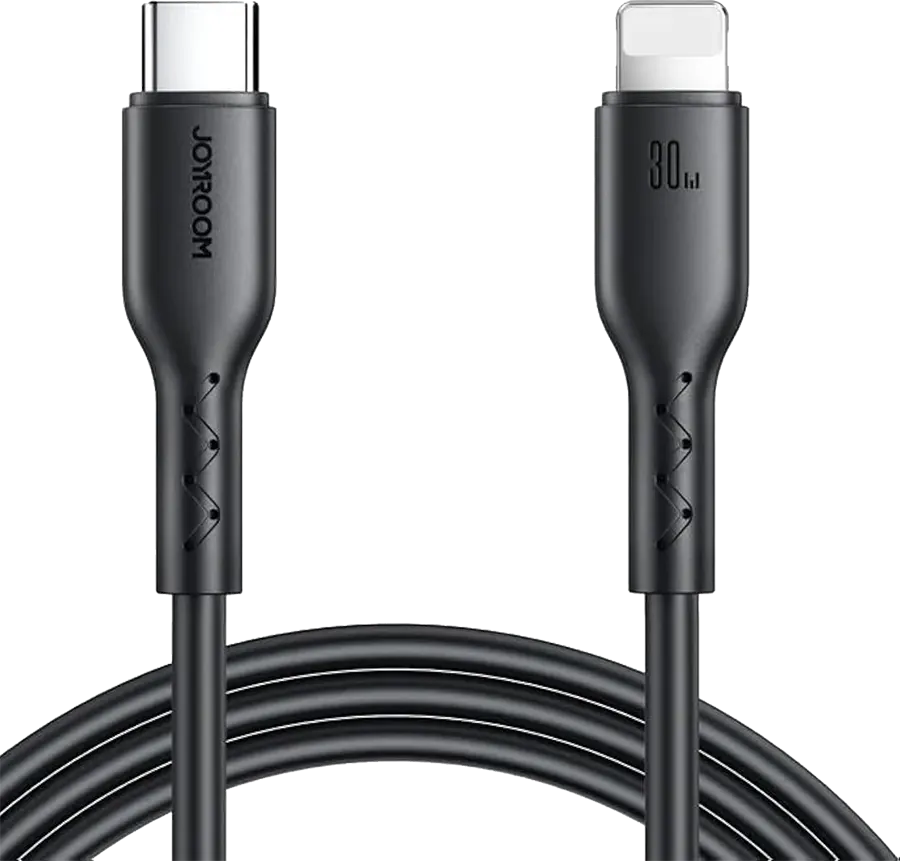 كابل بيانات سريع جوي روم ، 30 وات ، (Type-C إلى Lightning) ، 1 متر، أسود ، SA26-CL3