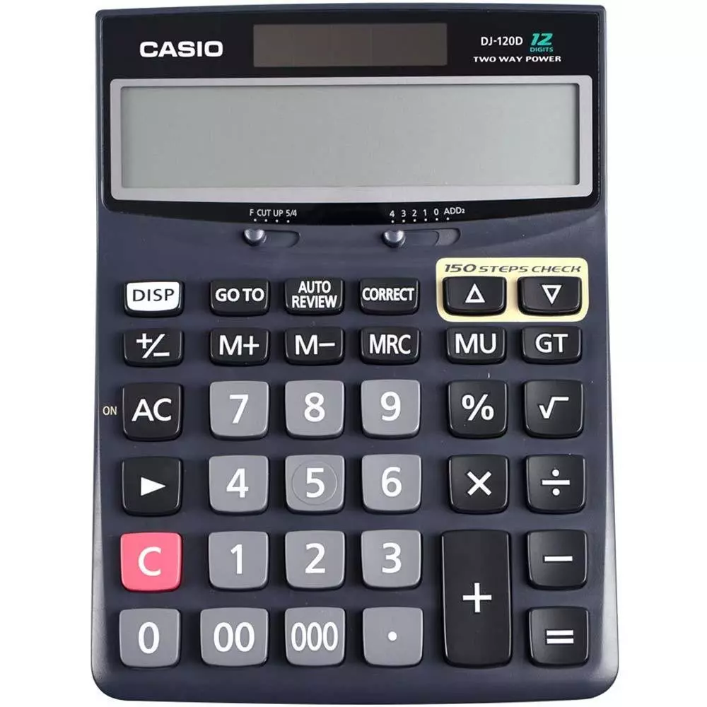 اله حاسبه مكتبية كاسيو DJ-120D، اسود، 12 خانة