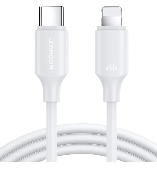 كابل شحن سريع جوي روم ، من Type - C إلى Lightning ، بقوة 20 وات ، 1 متر ، أبيض ، S-CL020A9