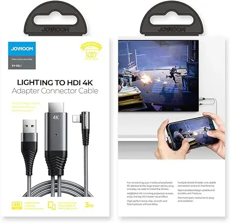 Joyroom Lightning to HDMI cable, 4K resolution, gray, SY-35L1