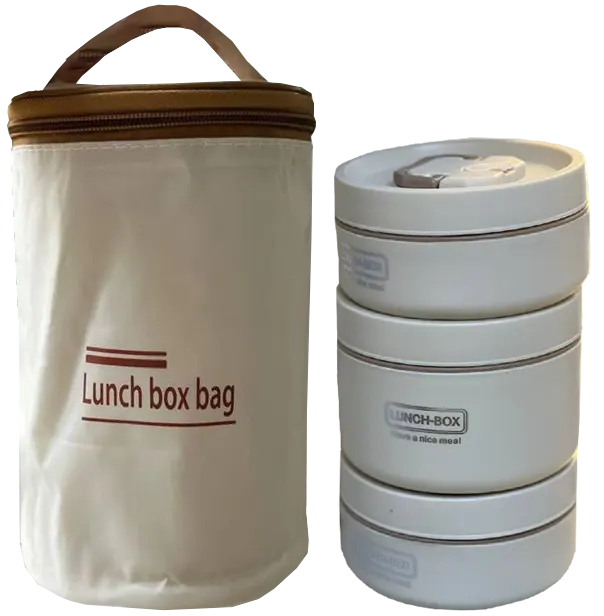 لانش بوكس بالشنطة ، 3 قطع ، بيج