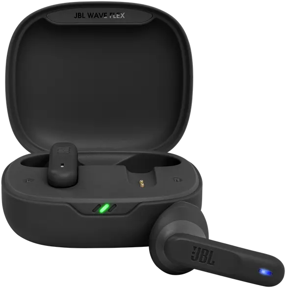 JBL Wave Flex Earbuds, Bluetooth 5.2, Black, Water Resistant, JBLWFLEXBLK
