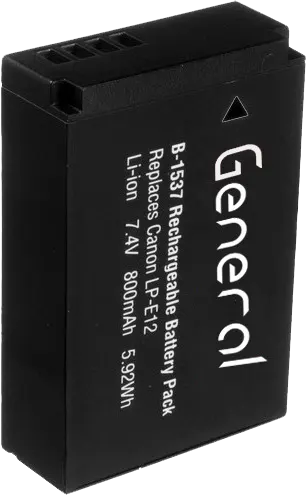 بطارية كاميرا كانون من جينيرال، بطارية ليثيوم ايون 875 مللي أمبير، 7.2 فولت ، أسود، LP-E12