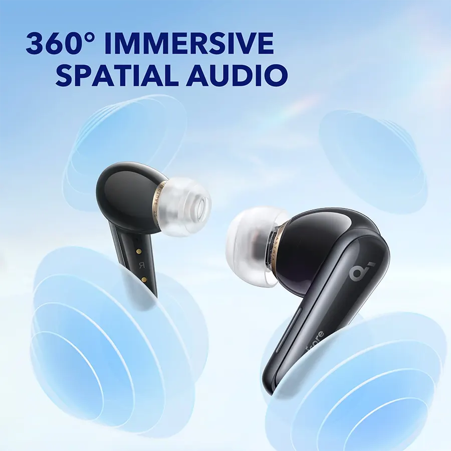 سماعة أذن أنكر ساوند كور ليبرتي 4، بلوتوث 5.3، مقاومة للماء IPX4، تدعم ANC، وقت تشغيل 28 ساعة، أسود، A3953011