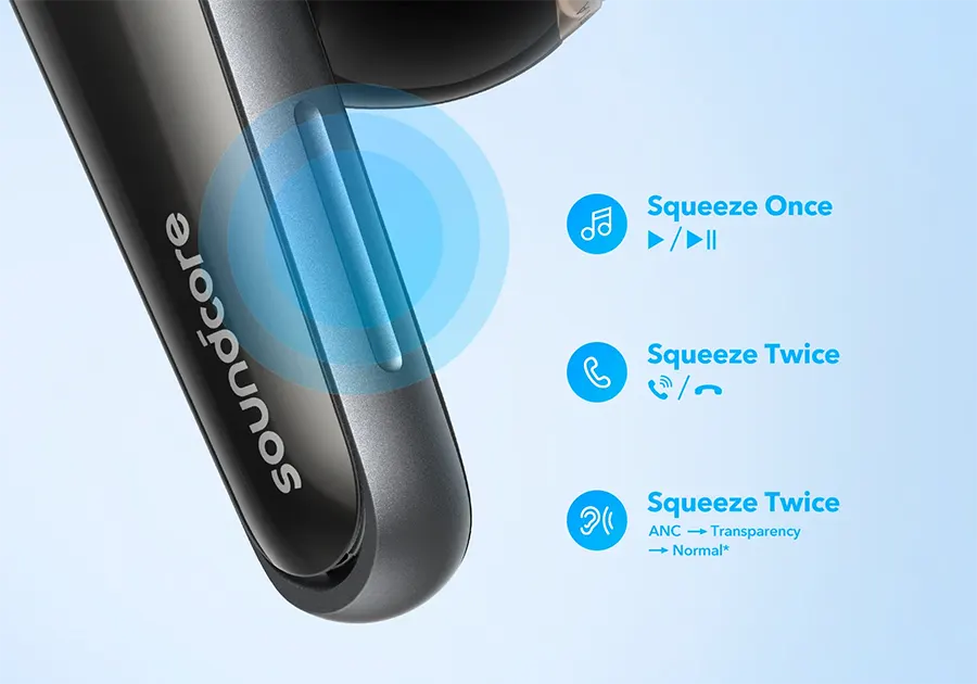 سماعة أذن أنكر ساوند كور ليبرتي 4، بلوتوث 5.3، مقاومة للماء IPX4، تدعم ANC، وقت تشغيل 28 ساعة، أسود، A3953011