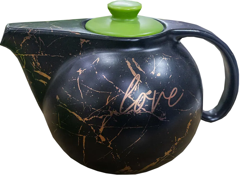 طقم شاي وجاتوه بورسلين على شكل قلب ، 24 قطعة ، اسود في اخضر، موديل 2223-2