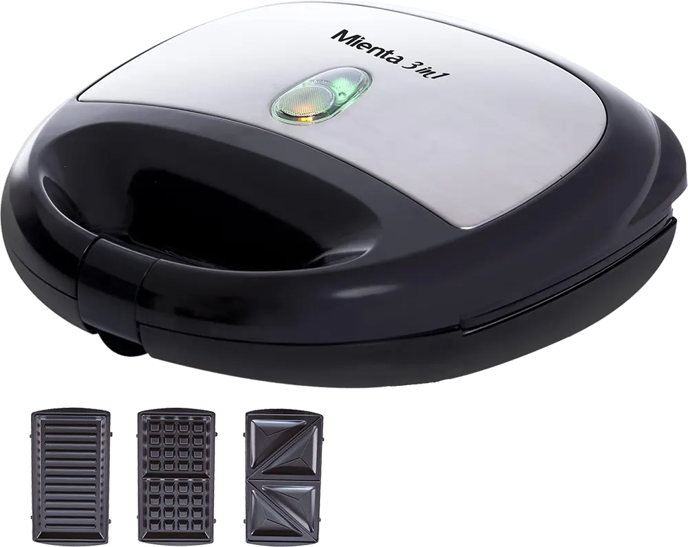 Mienta Sandwich Maker, 750 Watt, 3 Slices, Black*Silver, Model SMS27409A