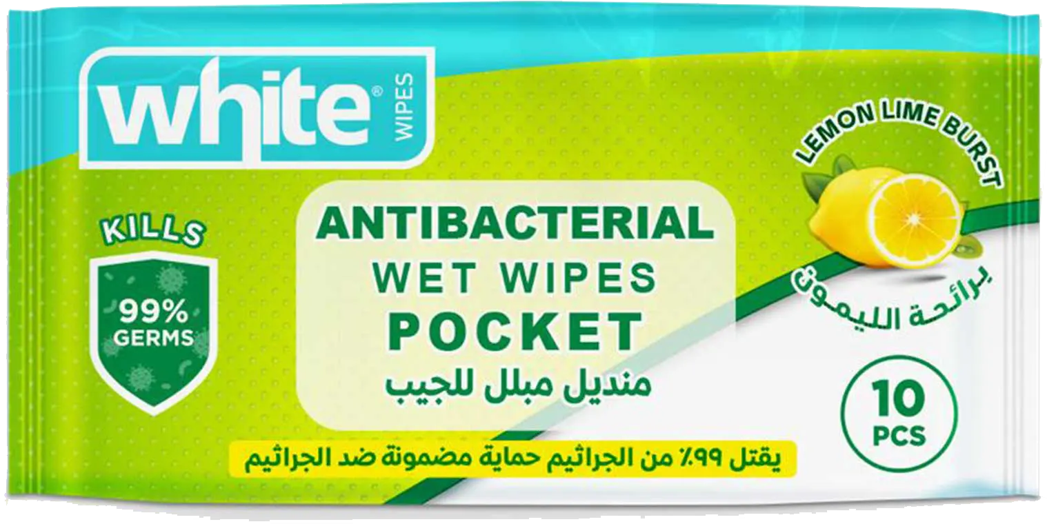 مناديل مبللة ضد الجراثيم من وايت، برائحة الليمون، 10 مناديل