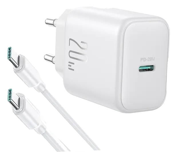 Joyroom Charger, 20W, with Type-C to Type-C Cable, White, 1m, JR-TCF20