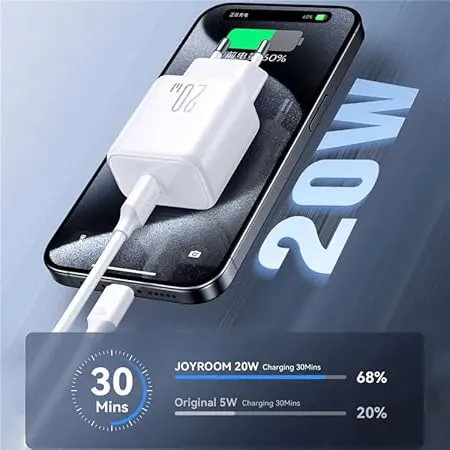 Joyroom Charger, 20W, with Type-C to Type-C Cable, White, 1m, JR-TCF20