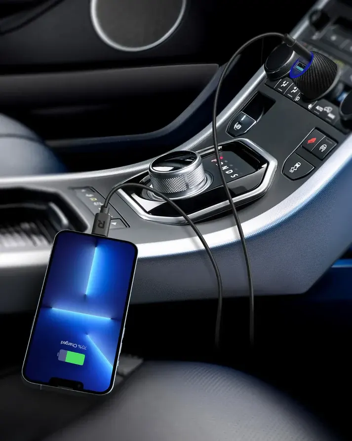 RAVPower PD Pioneer Car Charger, 49W, 2-Port Charging, Black, RP-VC030