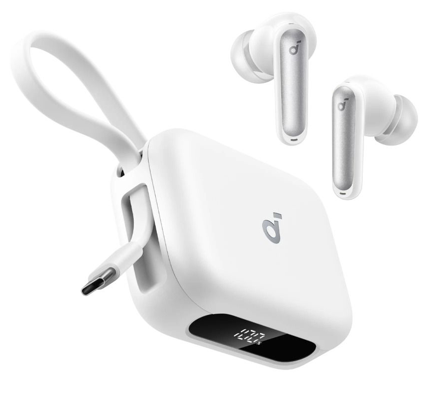 سماعات أذن أنكر ساوندكور P41i ، بلوتوث 5.3 ، خاصية إلغاء الضوضاء النشطة ، شاشة LED ، مقاومة للماء ، أبيض ،A3937H21