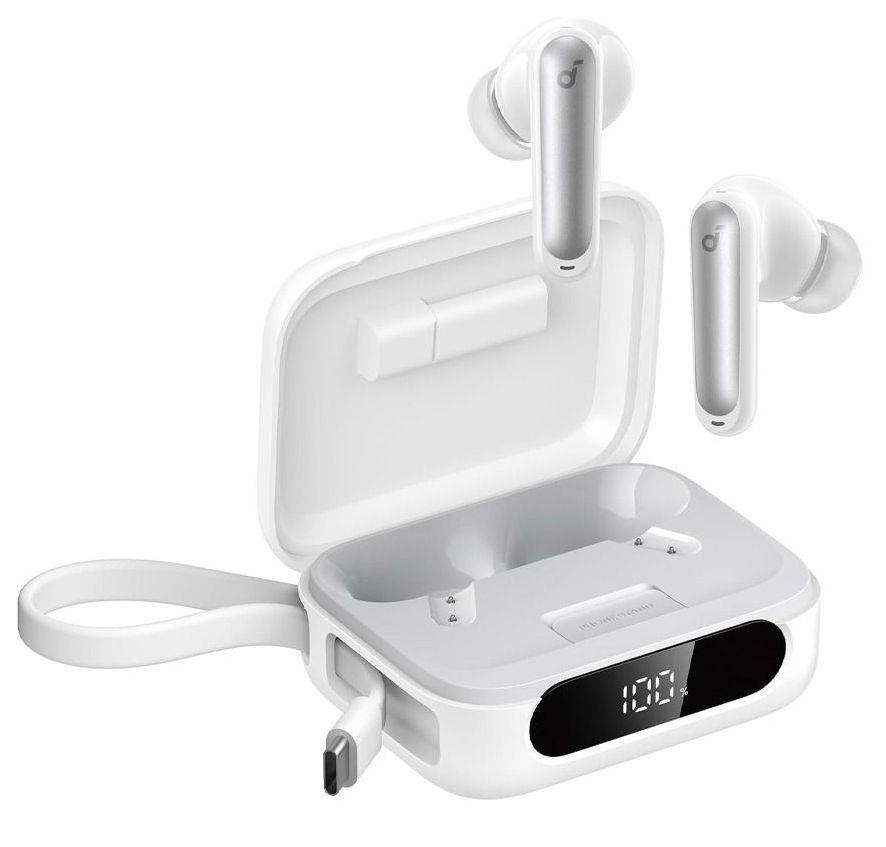 سماعات أذن أنكر ساوندكور P41i ، بلوتوث 5.3 ، خاصية إلغاء الضوضاء النشطة ، شاشة LED ، مقاومة للماء ، أبيض ،A3937H21