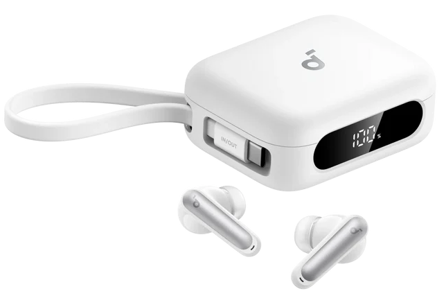 سماعات أذن أنكر ساوندكور P41i ، بلوتوث 5.3 ، خاصية إلغاء الضوضاء النشطة ، شاشة LED ، مقاومة للماء ، أبيض ،A3937H21