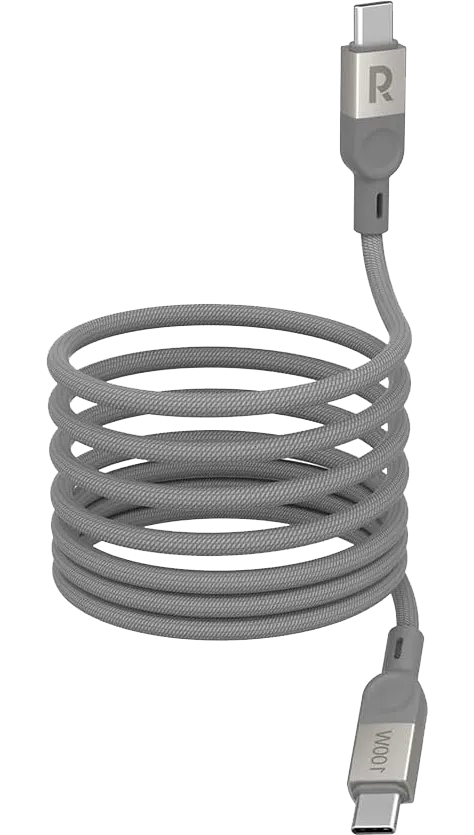 كابل شحن سريع من راف باور، 100 وات، مغناطيسي، من type-c الى type-c، طول 1.2 متر، أسود، RP-CB1039