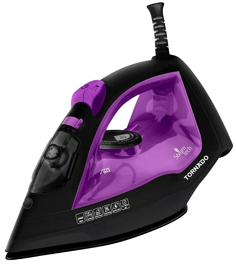 مكواة ملابس بخار تورنيدو ، 2400 وات ، خزان سعة 300 ملي ، قاعدة سيراميك ، روز - موف ، TST-2400 NC