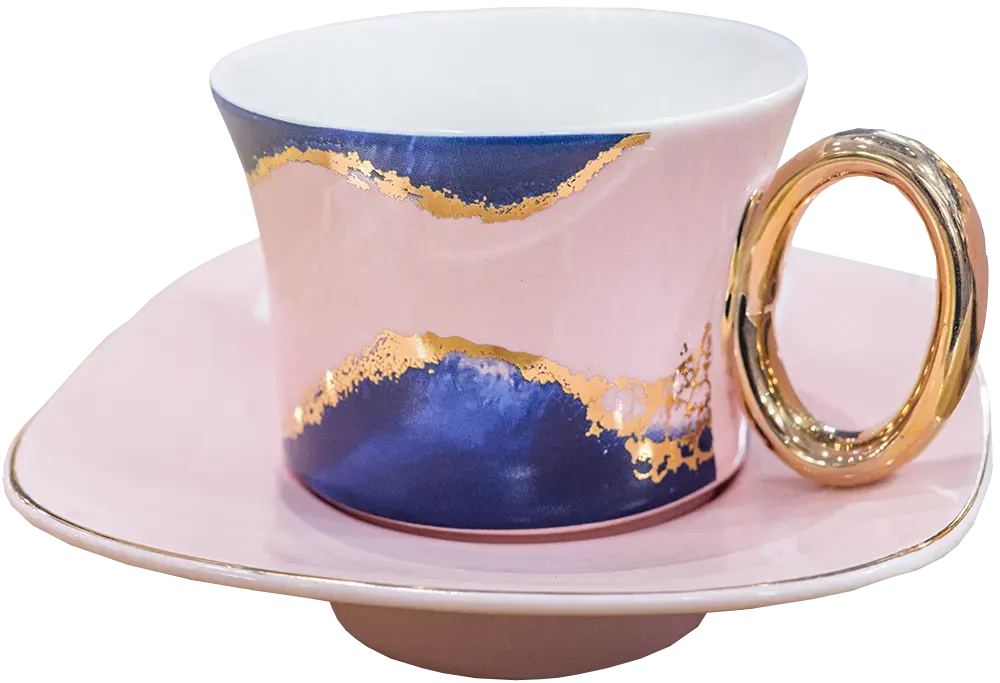 طقم شاي وجاتو البدر 24 قطعة ، وردي في ازرق، موديل BM15