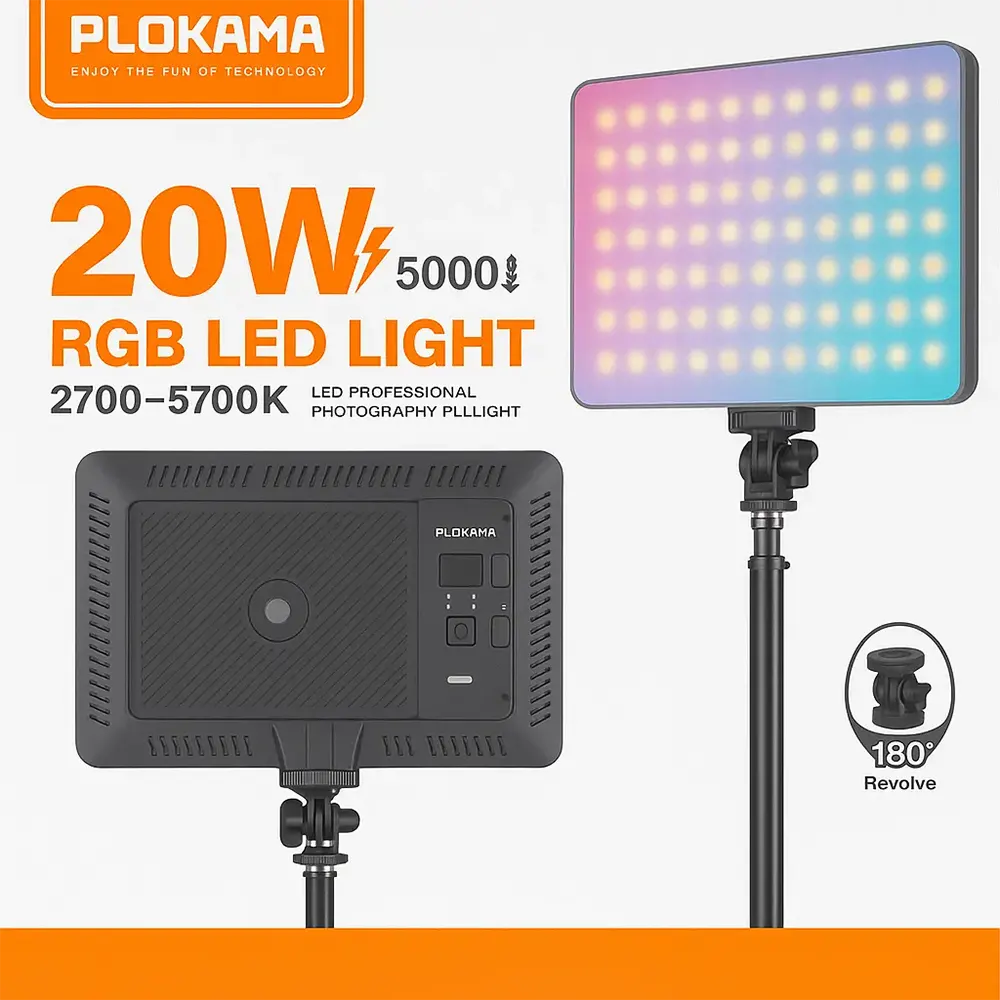 مصباح إضاءة تصوير LED من بلوكاما، 20 وات، اضاءة RGB، من 2700 الى 5700 كلفن، وقت تشغيل 90 دقيقة، U480 PRO