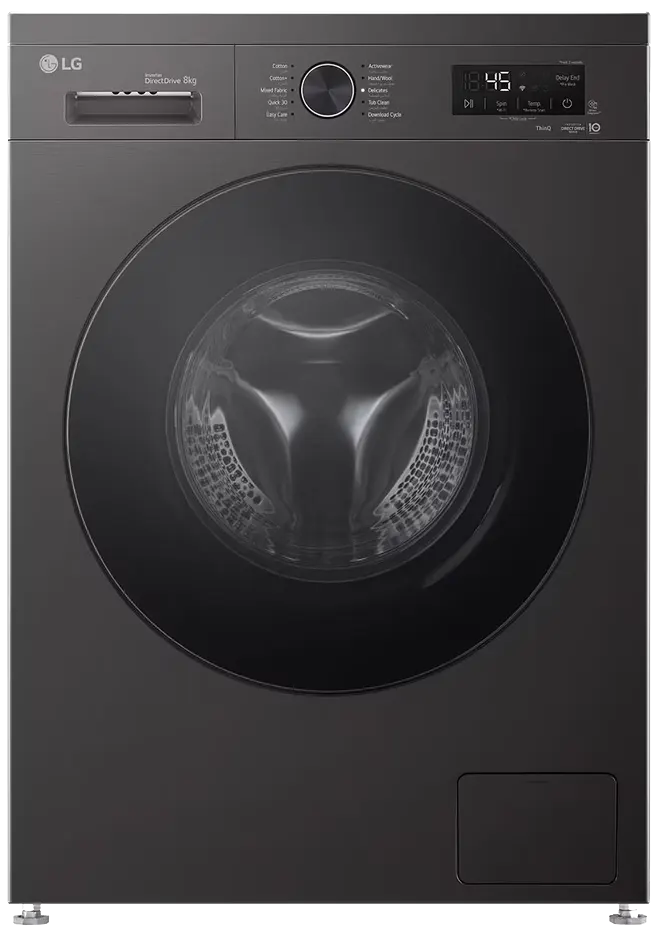 LG Full Automatic Front Load Washing Machine, 8 Kg, 1400 RPM, Digital Screen, Inverter Technology, Black, F4Y2TYGYZ