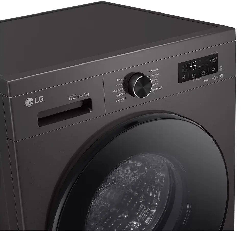 LG Full Automatic Front Load Washing Machine, 8 Kg, 1400 RPM, Digital Screen, Inverter Technology, Black, F4Y2TYGYZ