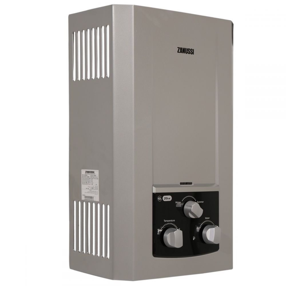 Zanussi Digital Gas Water Heater, 10 Liters, Silver - ZNGWDG10FLSL