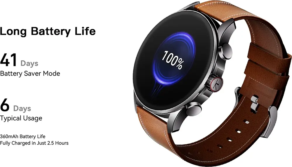 ساعة كيسليكت بالانسر الذكية، شاشة أموليد مقاس 1.43 بوصة، بلوتوث 5.3، مقاومة للماء حتى عمق 2ATM، أحزمة جلدية وسيليكون، لون أسود.