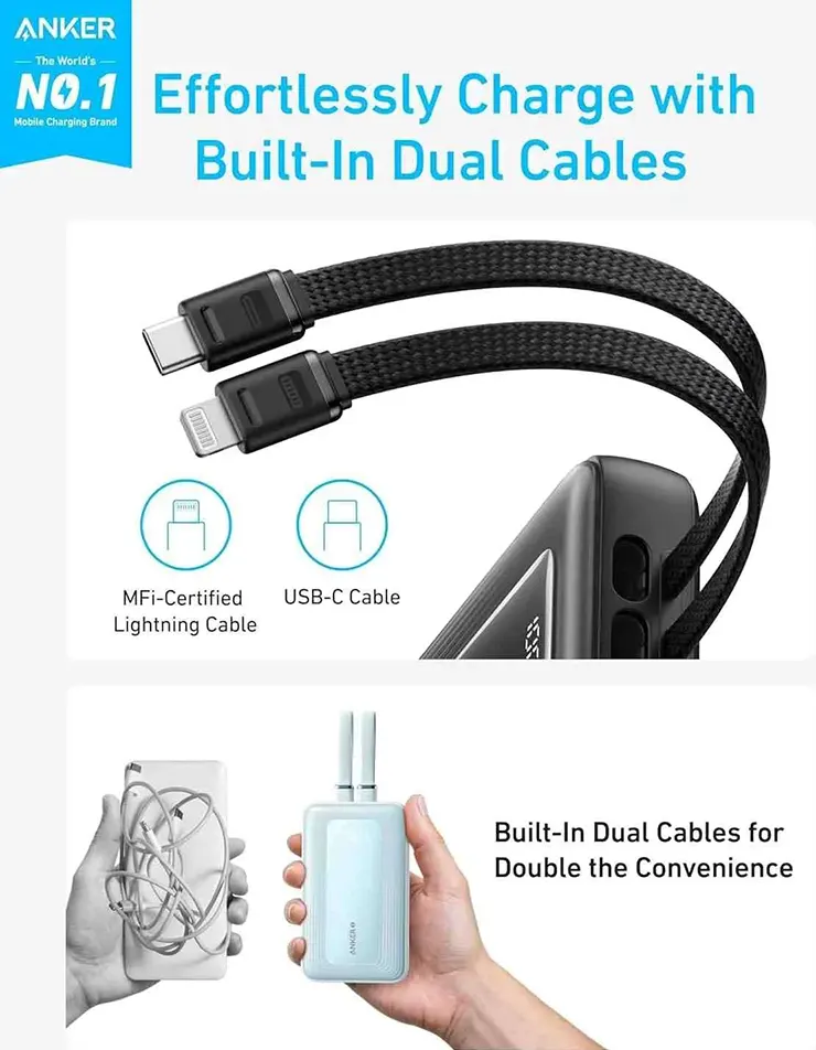 باور بانك انكر زولو ، 30 وات ، 20000 مللي أمبير ، شاشة ديجيتال ، اسود ، A1681611