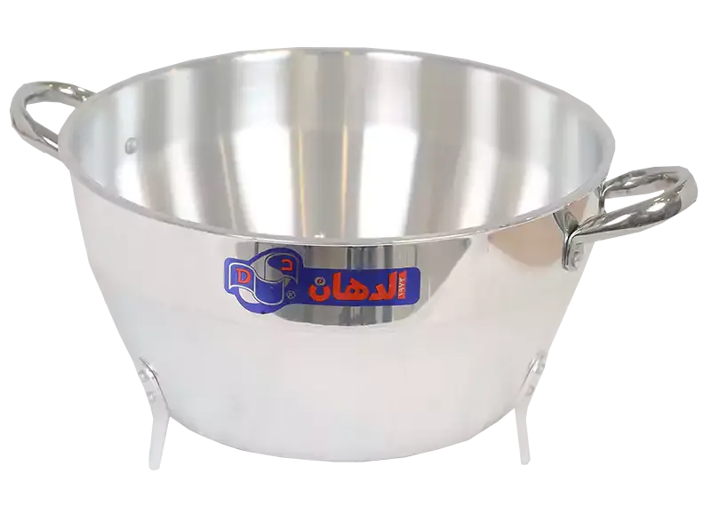 Aluminum food colander, made of paint, with two hands, with a base in the form of 3 legs, size 30 - silver