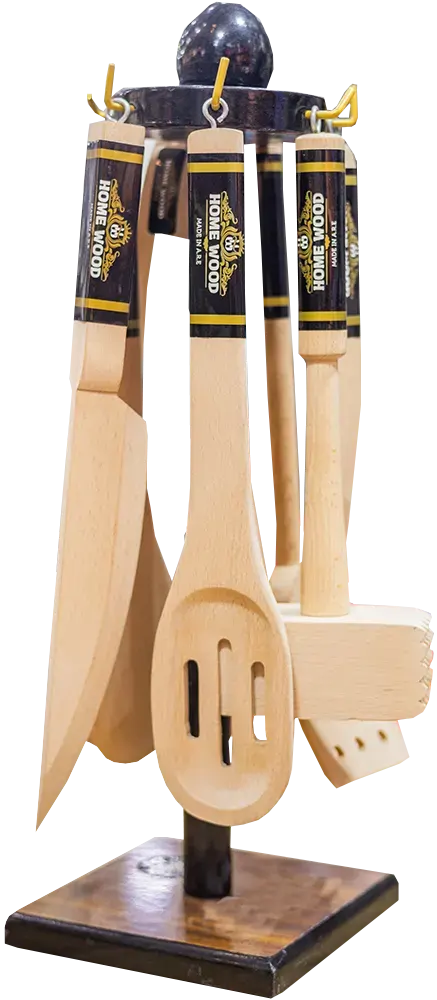 Home Wood 5-piece wooden distribution set, with stand, beige