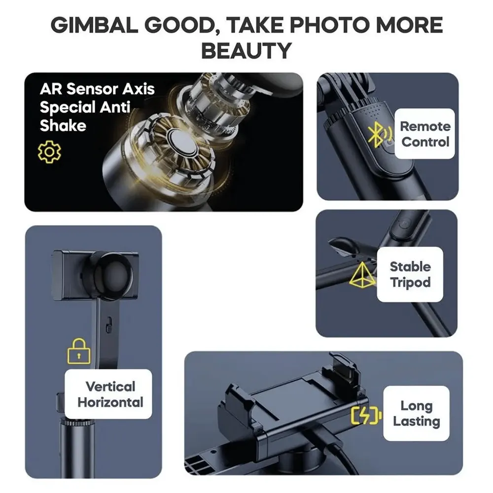 جيمبل مثبت تصوير للهاتف بلوكاما، حامل ثلاثي القوائم للتثبيت، تصوير رأسي و أفقي، زر لألتقاط الصور لاسلكياً، أسود، P66