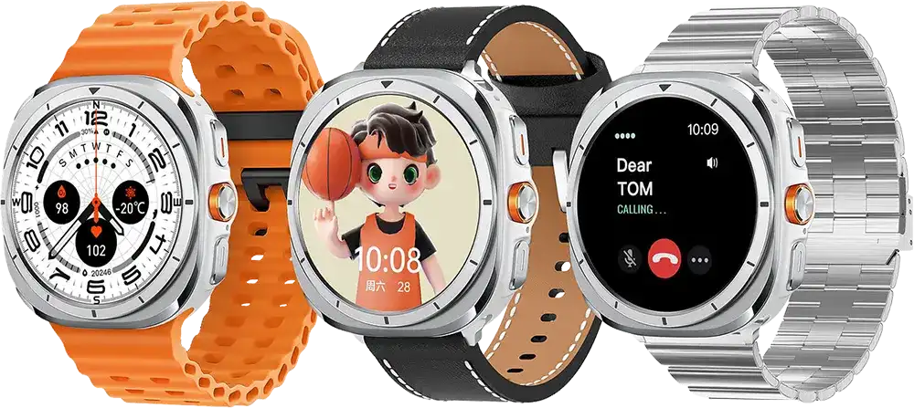 ساعة هاينو تيكو الذكية، شاشة  أموليد مقاس 1.5 بوصة، مقاومة للماء، عمر بطارية يصل إلى 7 أيام، 3 أحزمة، RW-59 Ultra