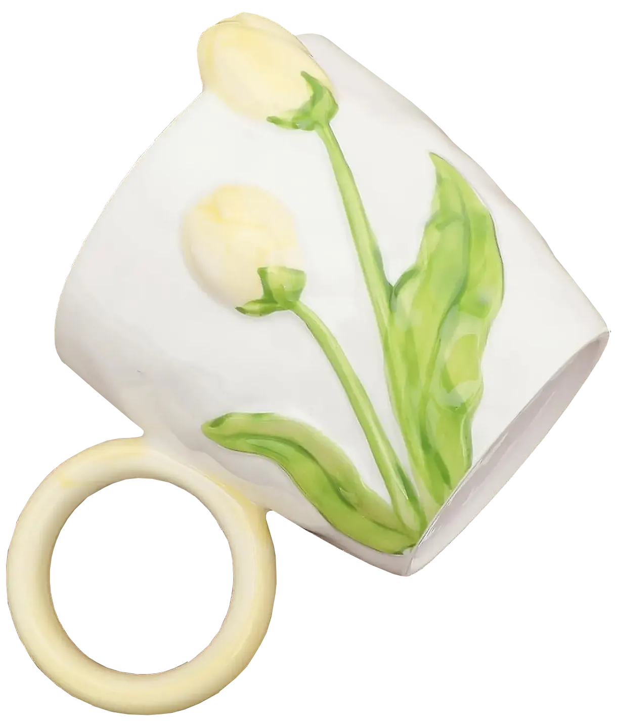 ماج سيراميك للنسكافية والقهوة بشكل وردة ، أبيض