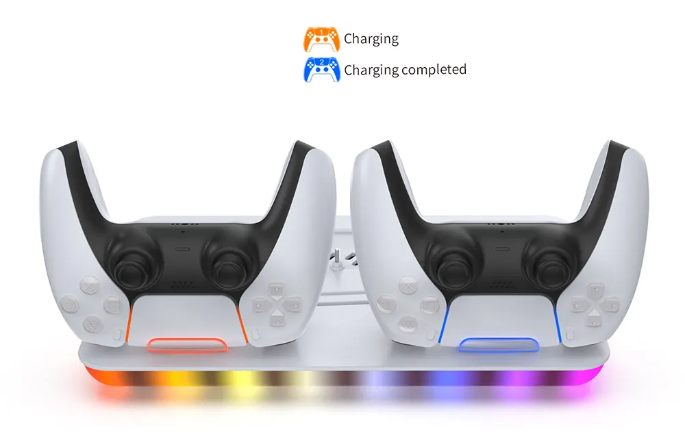 قاعدة شحن مع مروحة تبريد بلايستيشن 5 من دوب، اضاءة rgb، مروحة تبريد 3 سرعات ، أبيض، TP5-35103