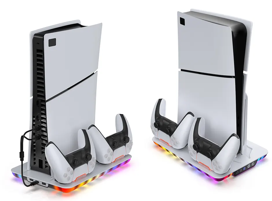 قاعدة شحن مع مروحة تبريد بلايستيشن 5 من دوب، اضاءة rgb، مروحة تبريد 3 سرعات ، أبيض، TP5-35103