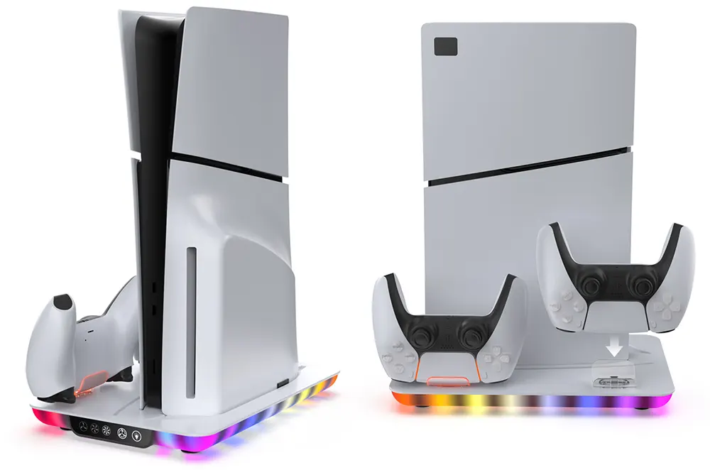 قاعدة شحن مع مروحة تبريد بلايستيشن 5 من دوب، اضاءة rgb، مروحة تبريد 3 سرعات ، أبيض، TP5-35103