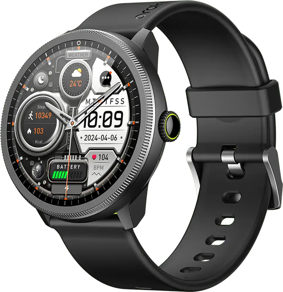 ساعة أورايمو R5 الذكية، شاشة  أموليد مقاس 1.43 بوصة، بلوتوث 5.3، مقاومة للماء، أسود، OSW-820