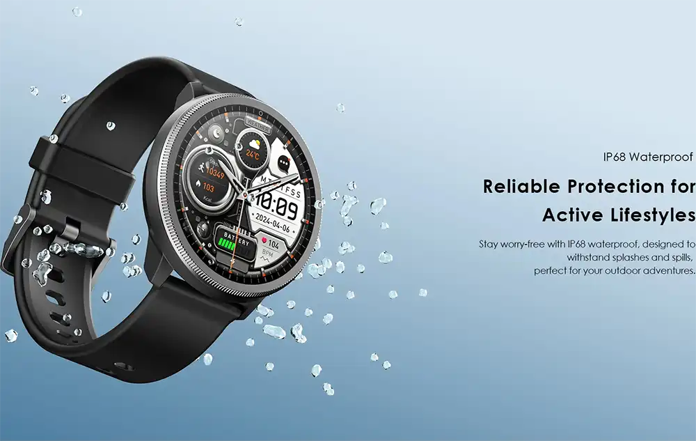 ساعة أورايمو R5 الذكية، شاشة  أموليد مقاس 1.43 بوصة، بلوتوث 5.3، مقاومة للماء، أسود، OSW-820