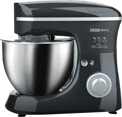 Black & White Professional Stand Mixer, 1500 Watts, 6.2 Liters, 6 Speeds, Black, SM-615 R