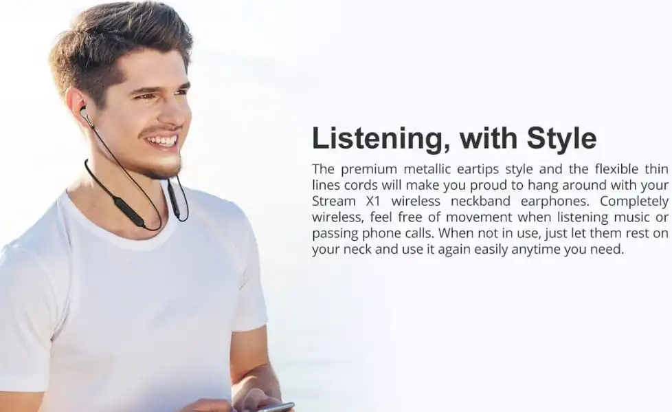 سماعات أذن نيك باند ريفيرسونج ستريم اكس 1، بلوتوث 5.0 ، خاصية ، مقاومة الماء IPX4 ، اسود، EA107