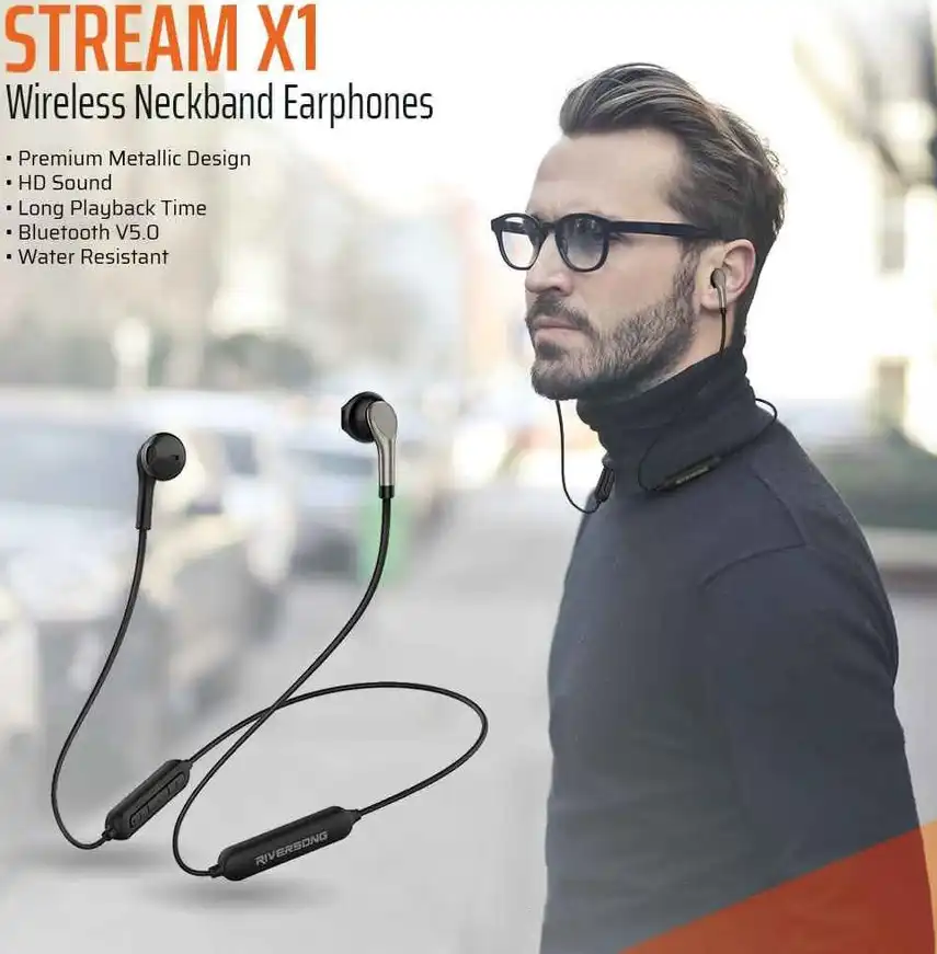 سماعات أذن نيك باند ريفيرسونج ستريم اكس 1، بلوتوث 5.0 ، خاصية ، مقاومة الماء IPX4 ، اسود، EA107