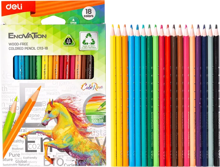 Deli Wooden Color Box, 18 Colors, C113-18