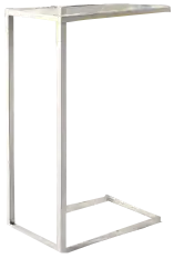 Rectangular metal table with glass shelf, size 40x40 cm - Silver