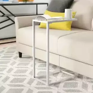 Rectangular metal table with glass shelf, size 40x40 cm - Silver