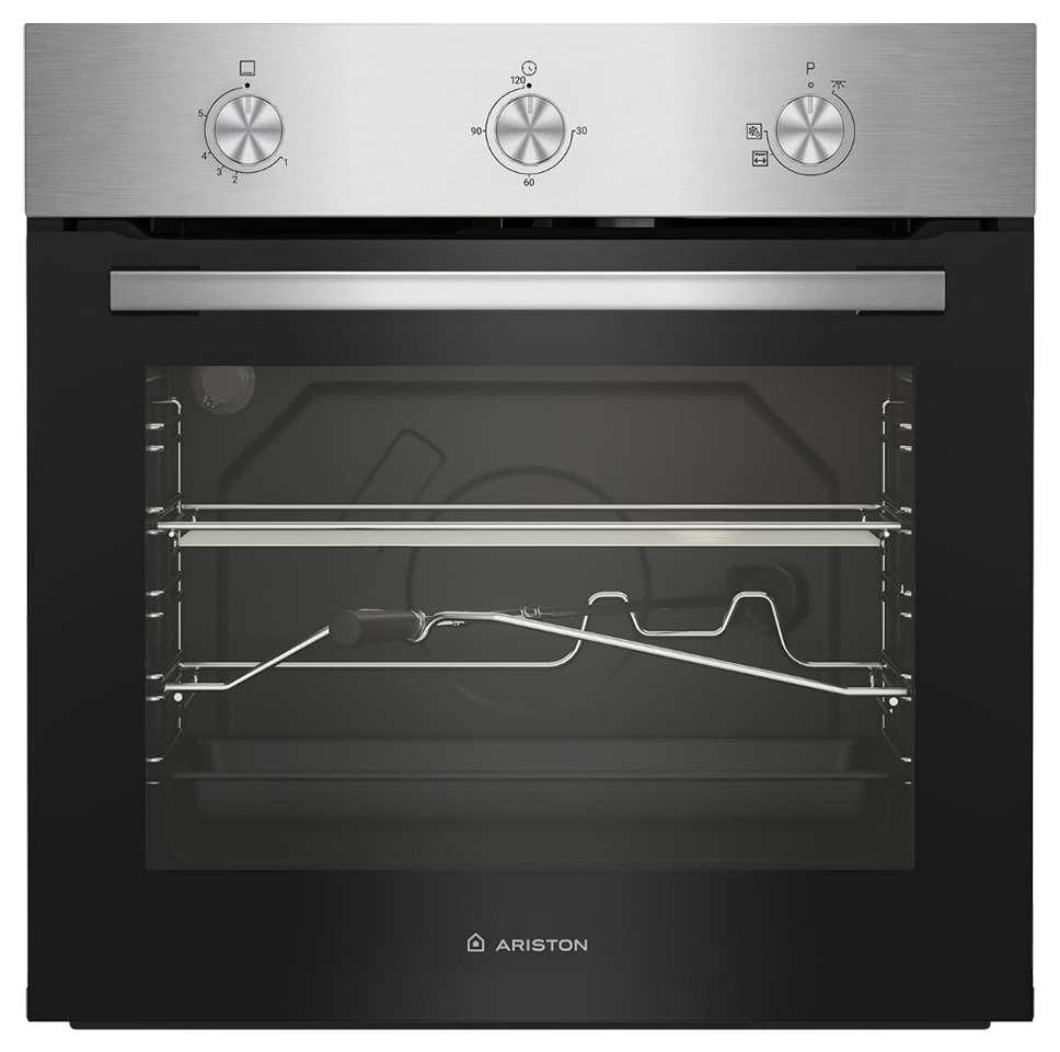 فرن بلت ان اريستون ، 60 سم ، 66 لتر ، غاز ، مروحة توزيع ، شواية كهرباء ، استانلس ستيل ، سيلفر x أسود ، AROG 6R1G1C XNA